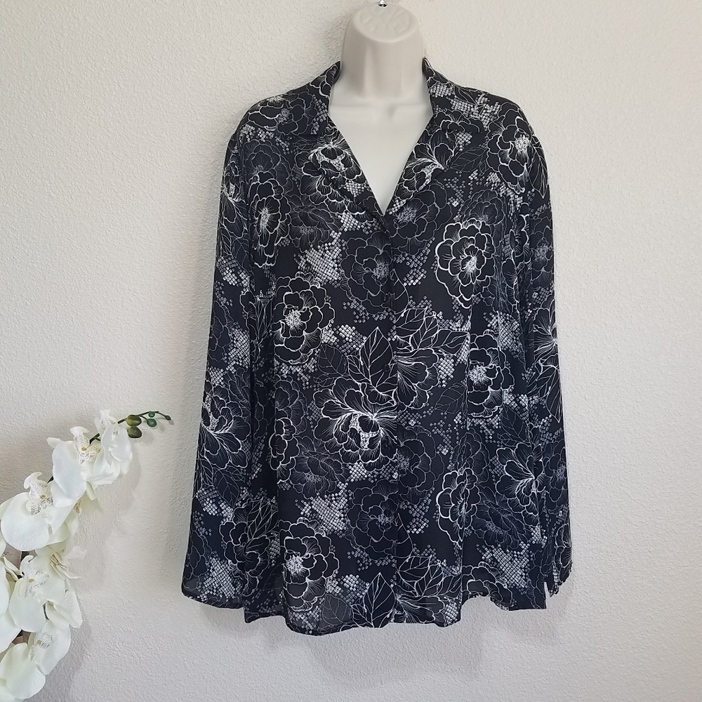 Lane Bryant Silk Floral Blouse